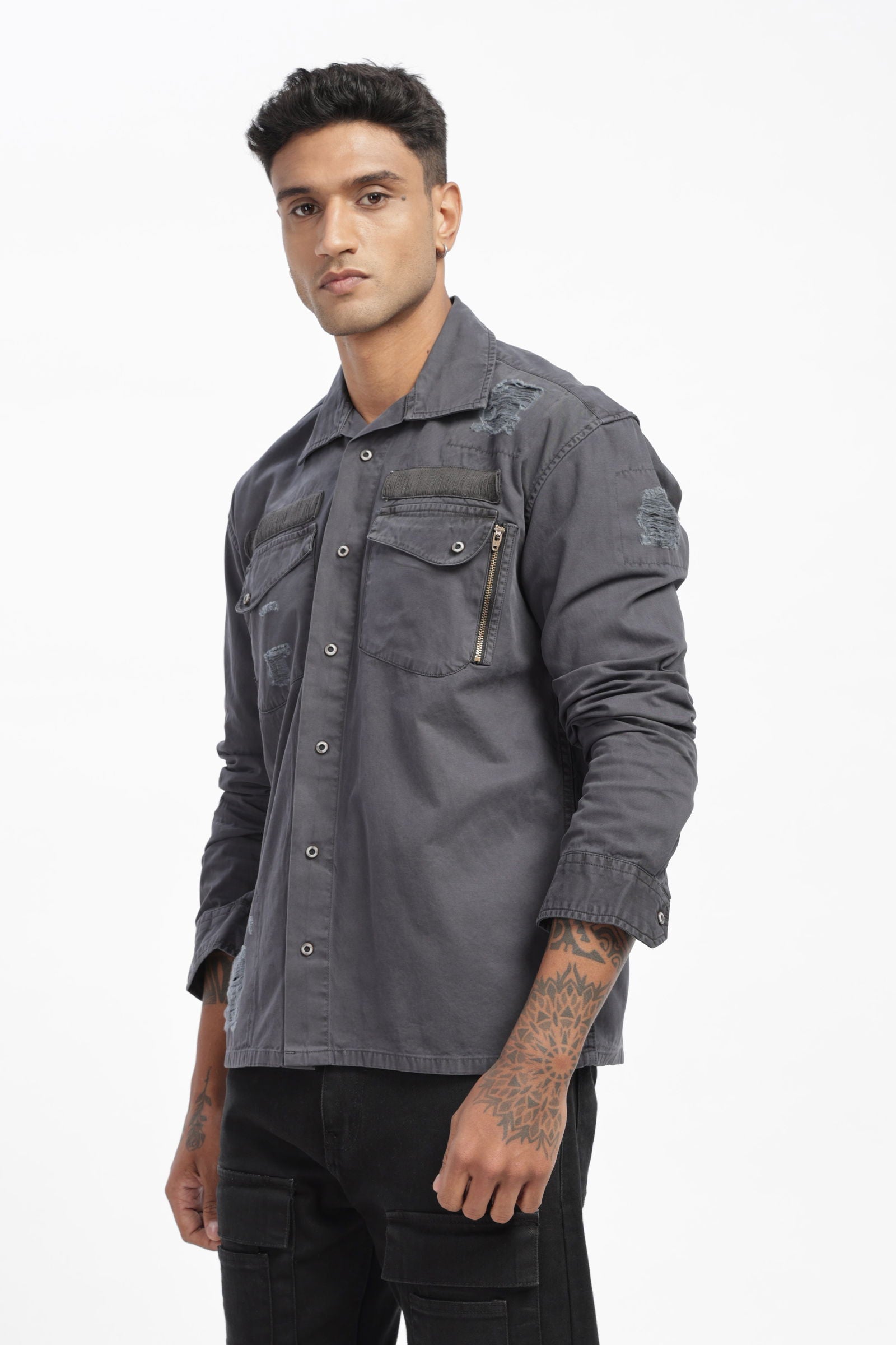 Grey Twill Overshirt - Three Days