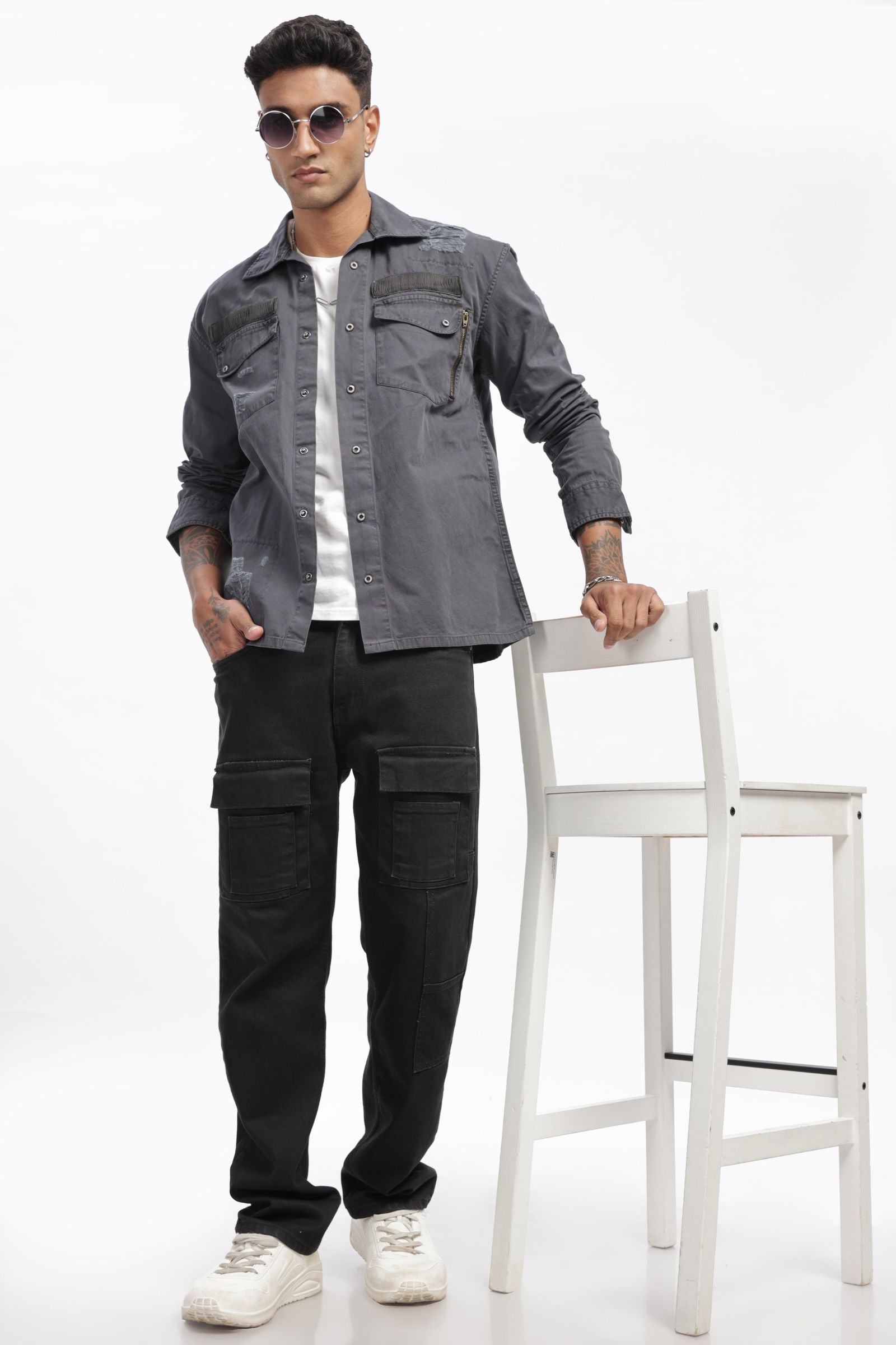Grey Twill Overshirt - Three Days