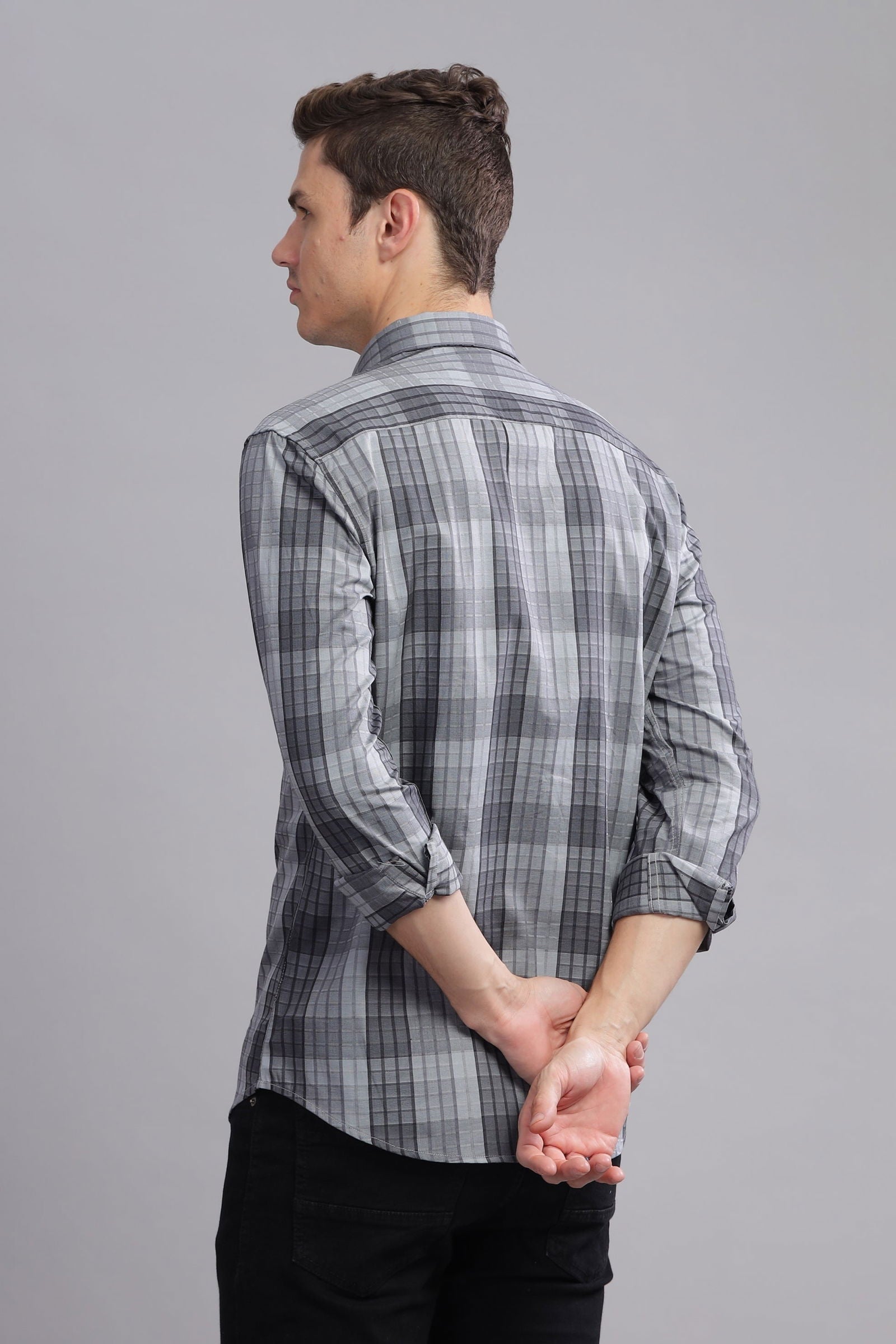 Grid craft Checkered Long Sleeve Shirt - Three Days