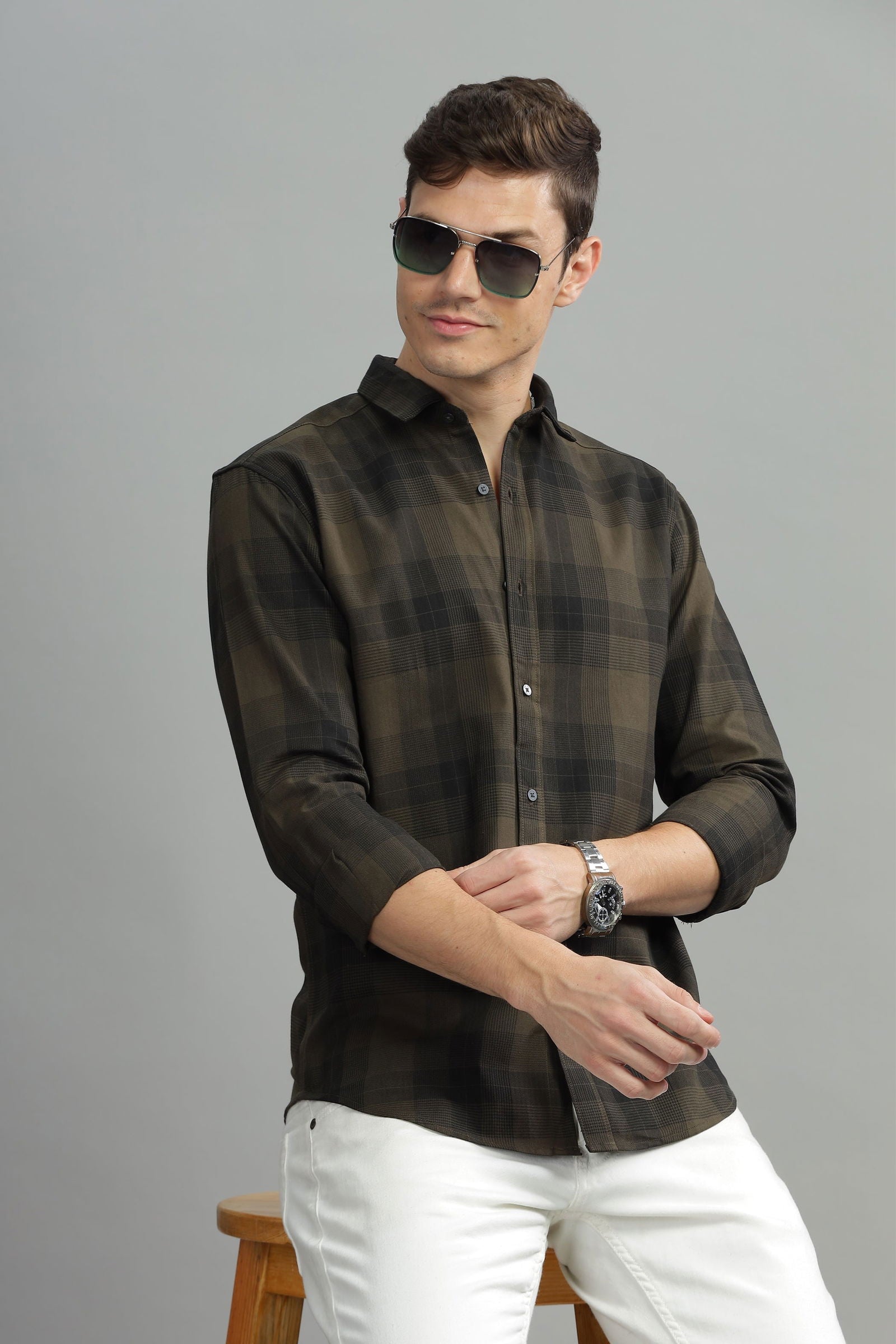 Metro Blend Checkered Long Sleeve Shirt - Three Days
