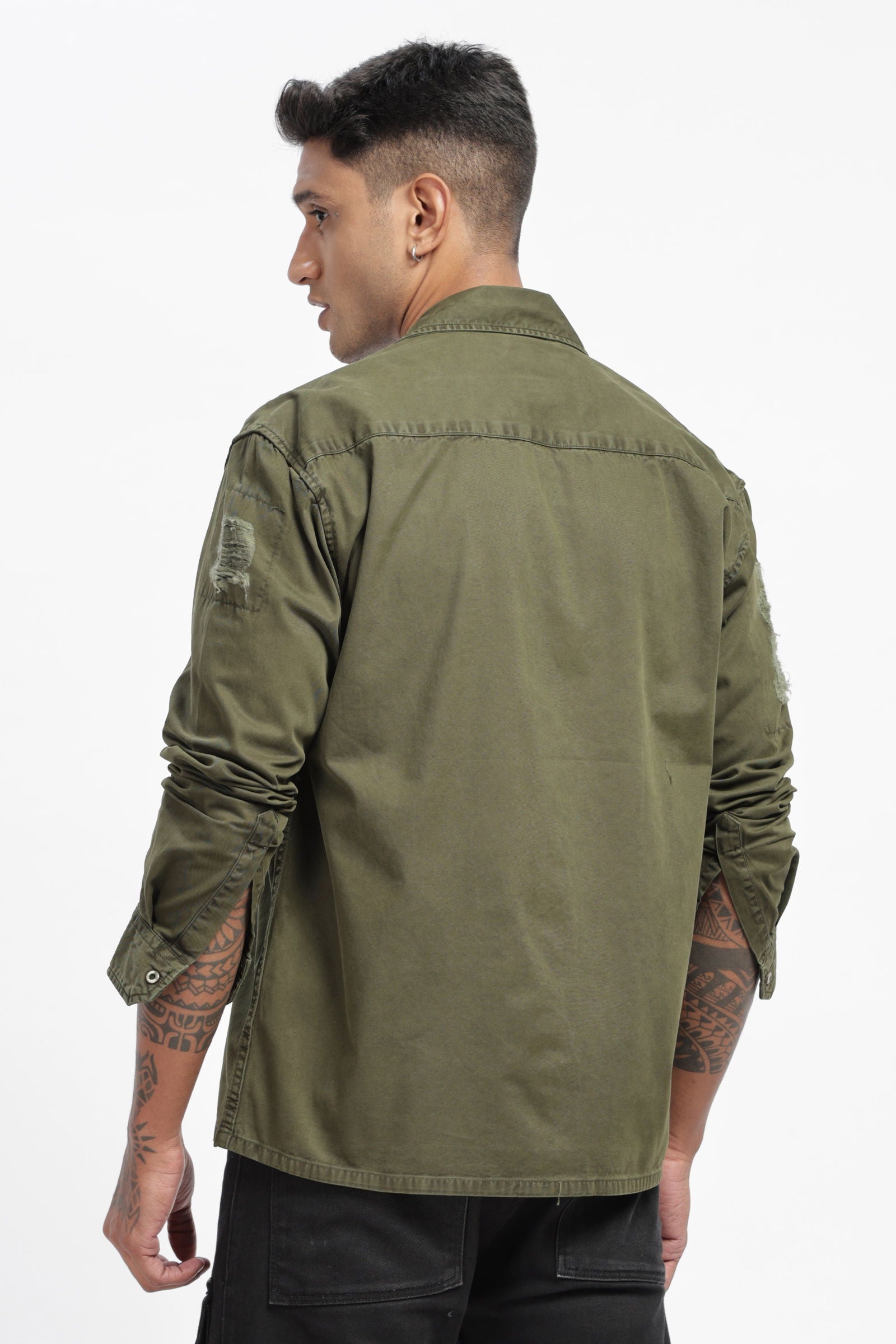 Olive Twill Overshirt - Three Days