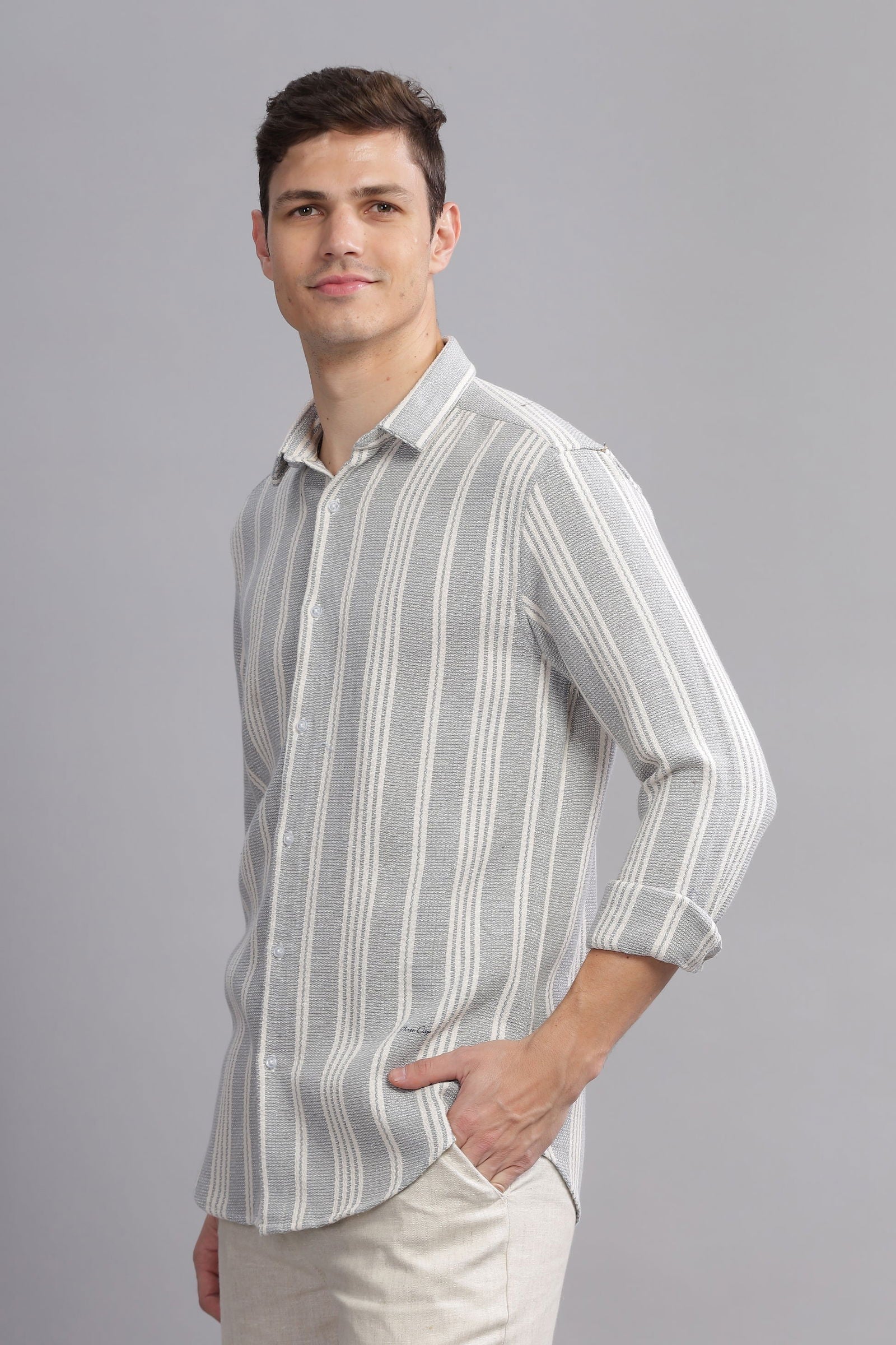 Refined Ripple Textured Blended Shirt - Three Days