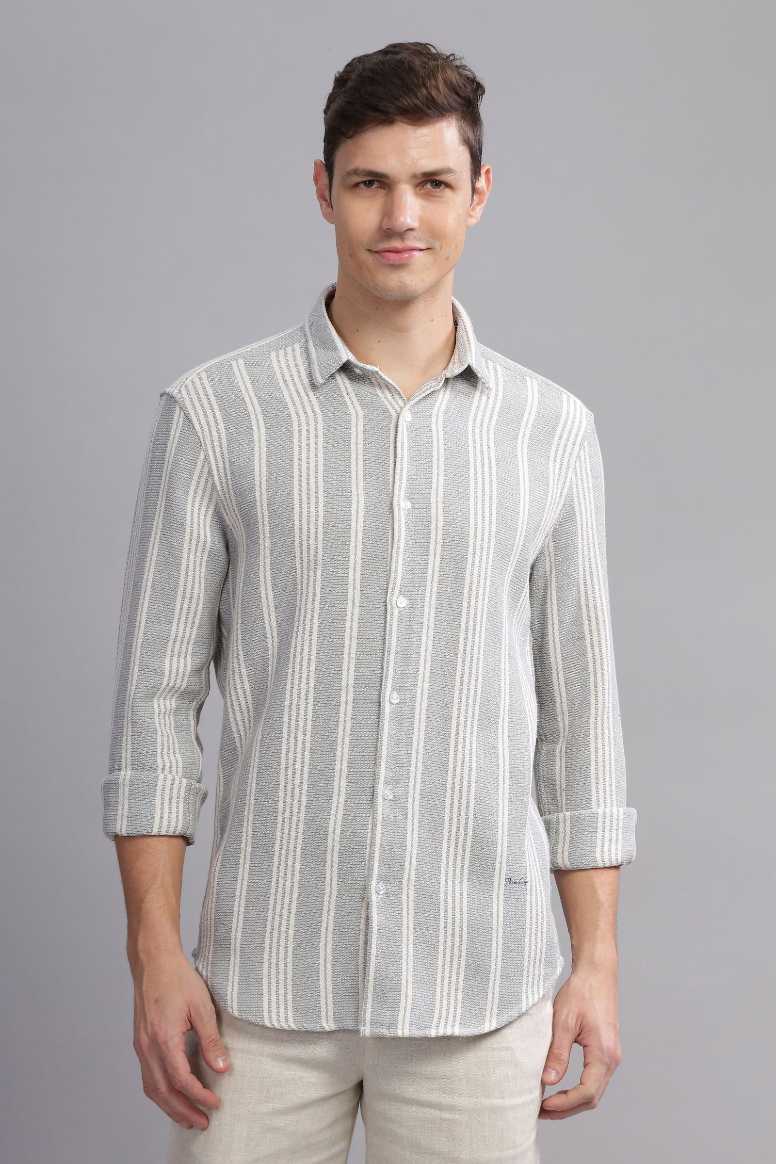 Refined Ripple Textured Blended Shirt - Three Days