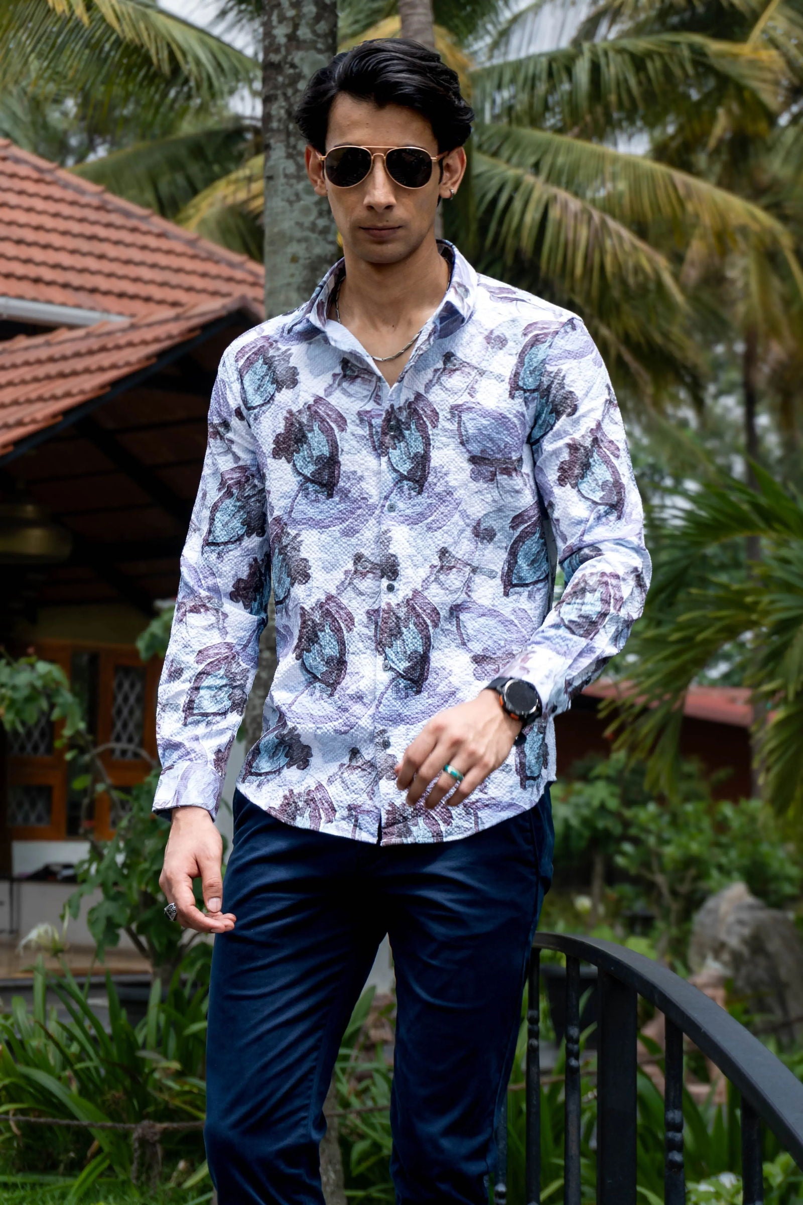 Spectrum Abstract Print Textured Shirt - Three Days