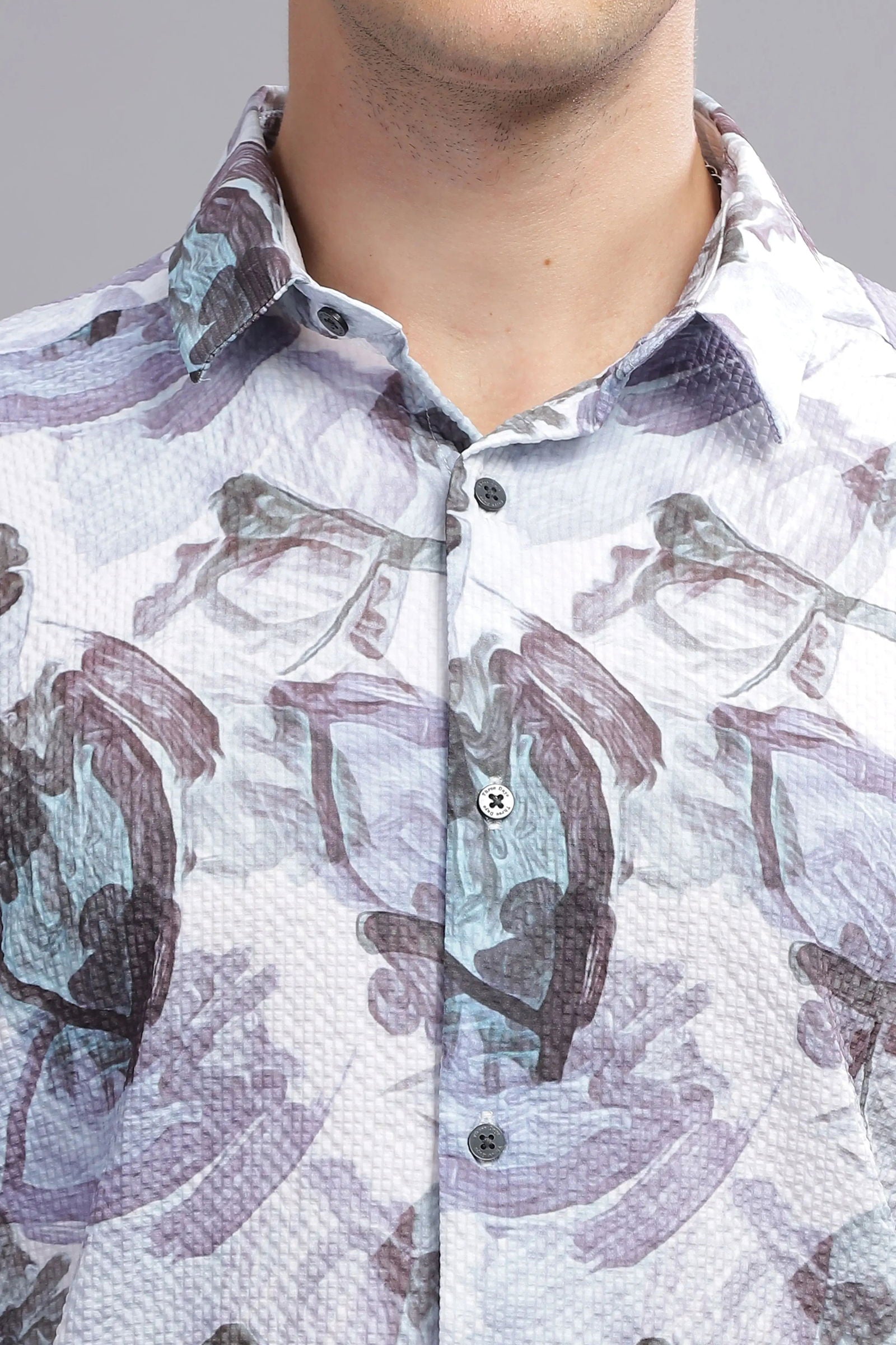 Spectrum Abstract Print Textured Shirt - Three Days