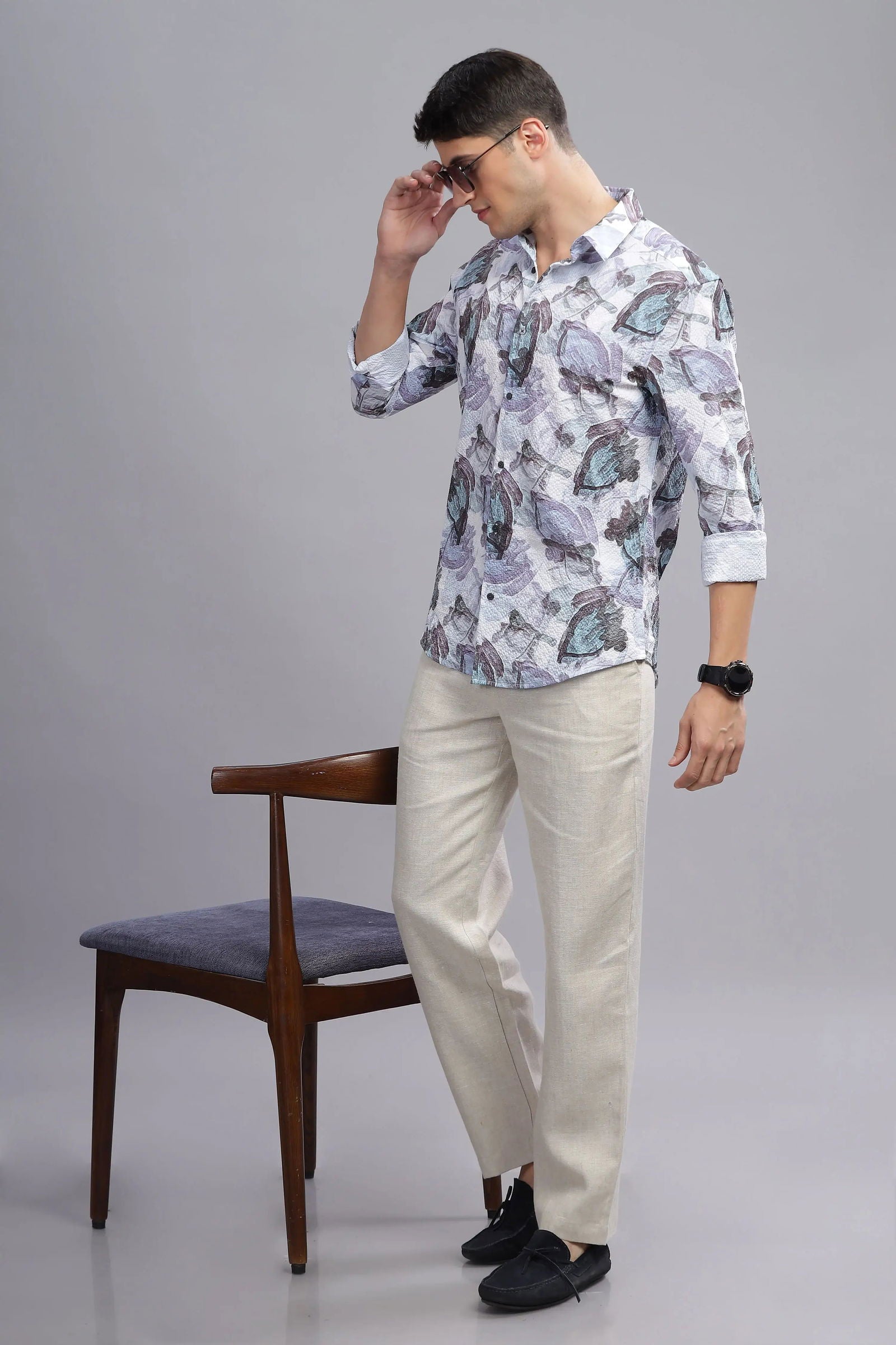 Spectrum Abstract Print Textured Shirt - Three Days