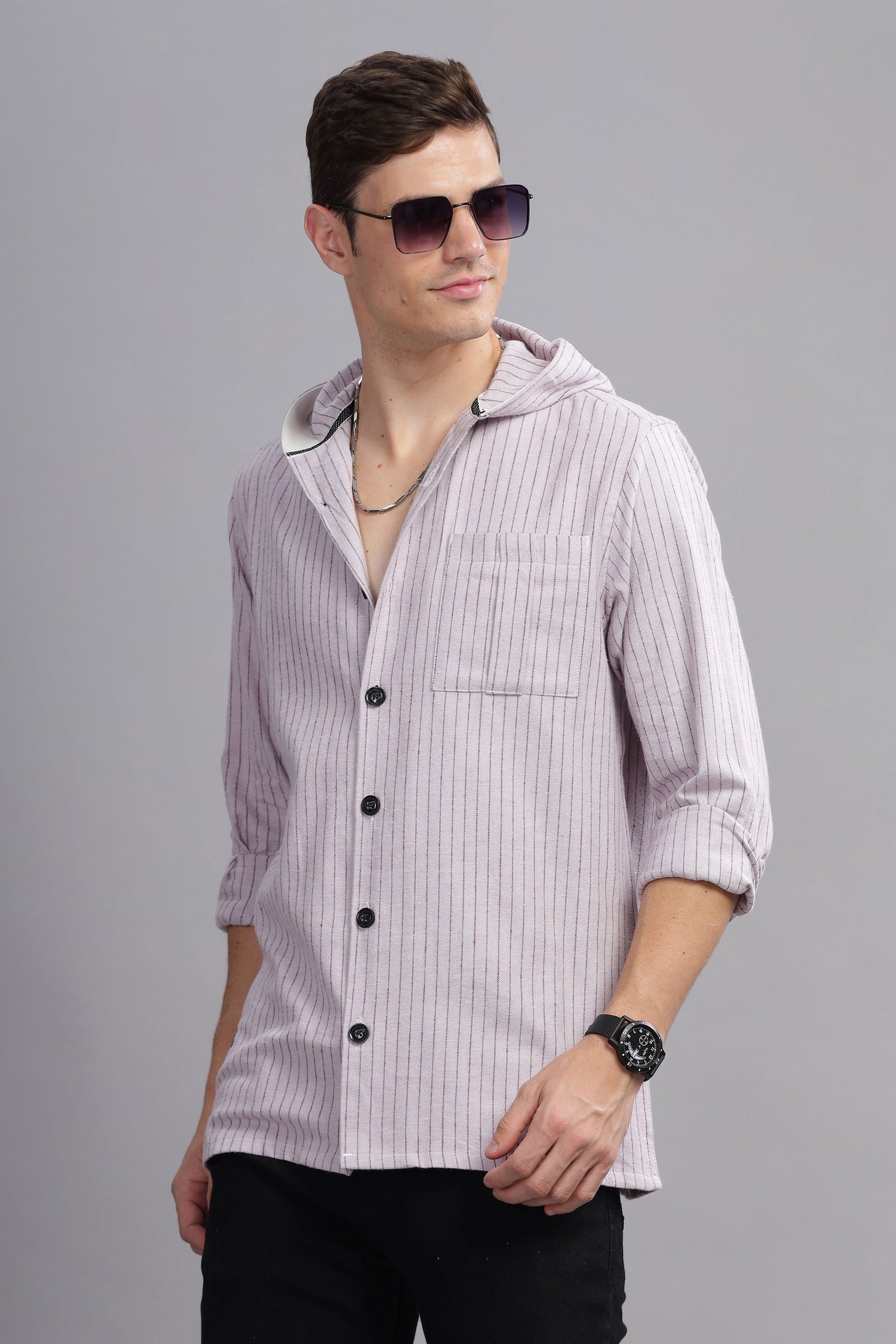 Strato Brushed Paid Hoody Shirt - Three Days