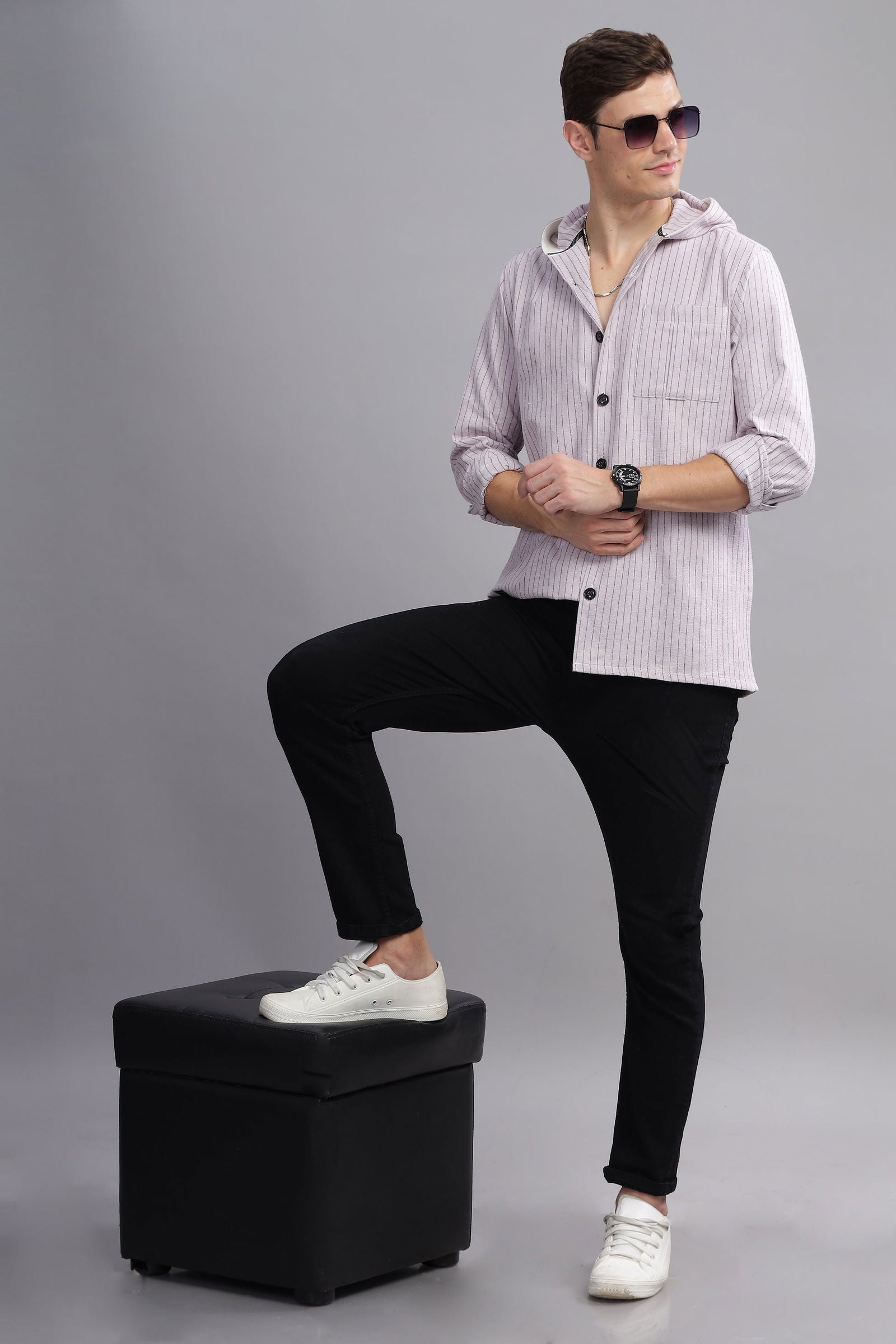 Strato Brushed Paid Hoody Shirt - Three Days