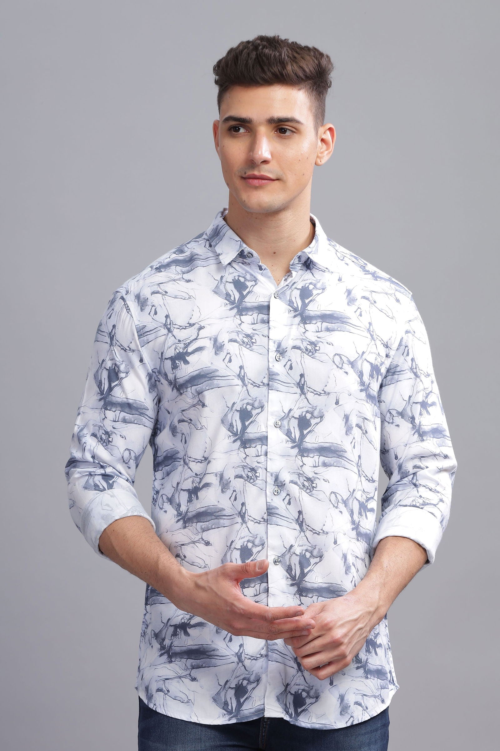 Symphony Abstract Print Full Sleeves Shirt - Three Days