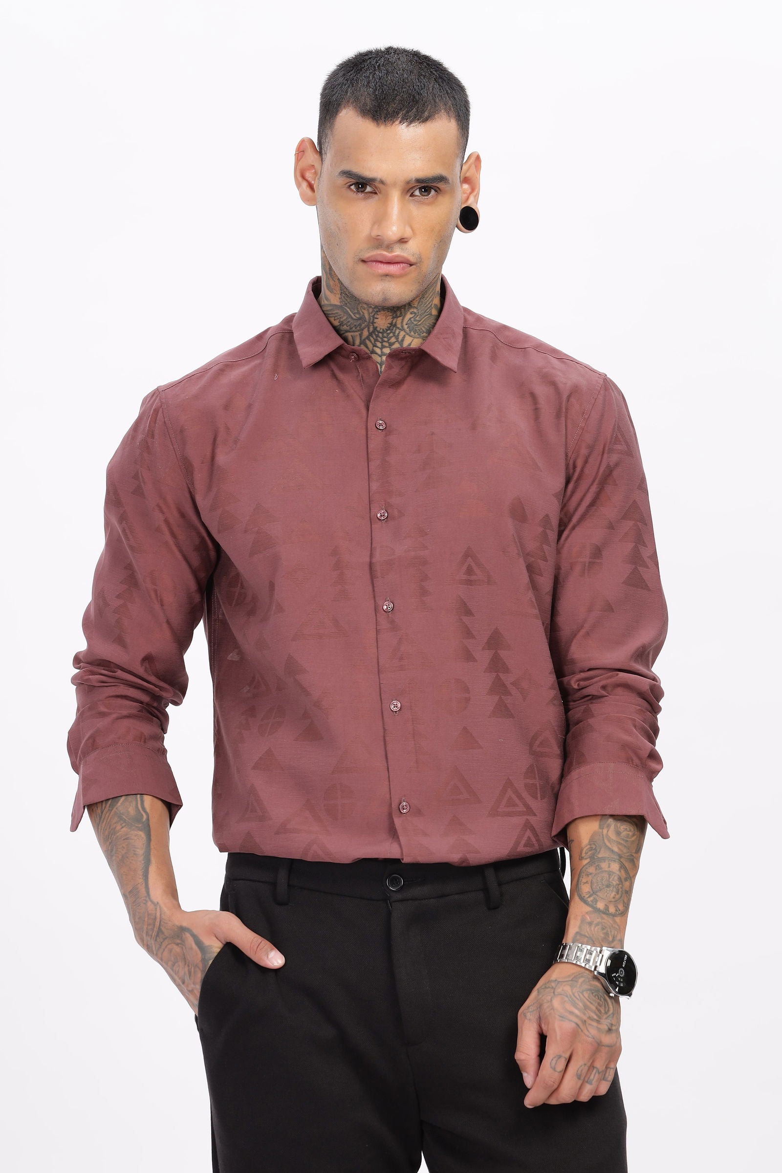 Textured Brasso Rust Shirt - Three Days